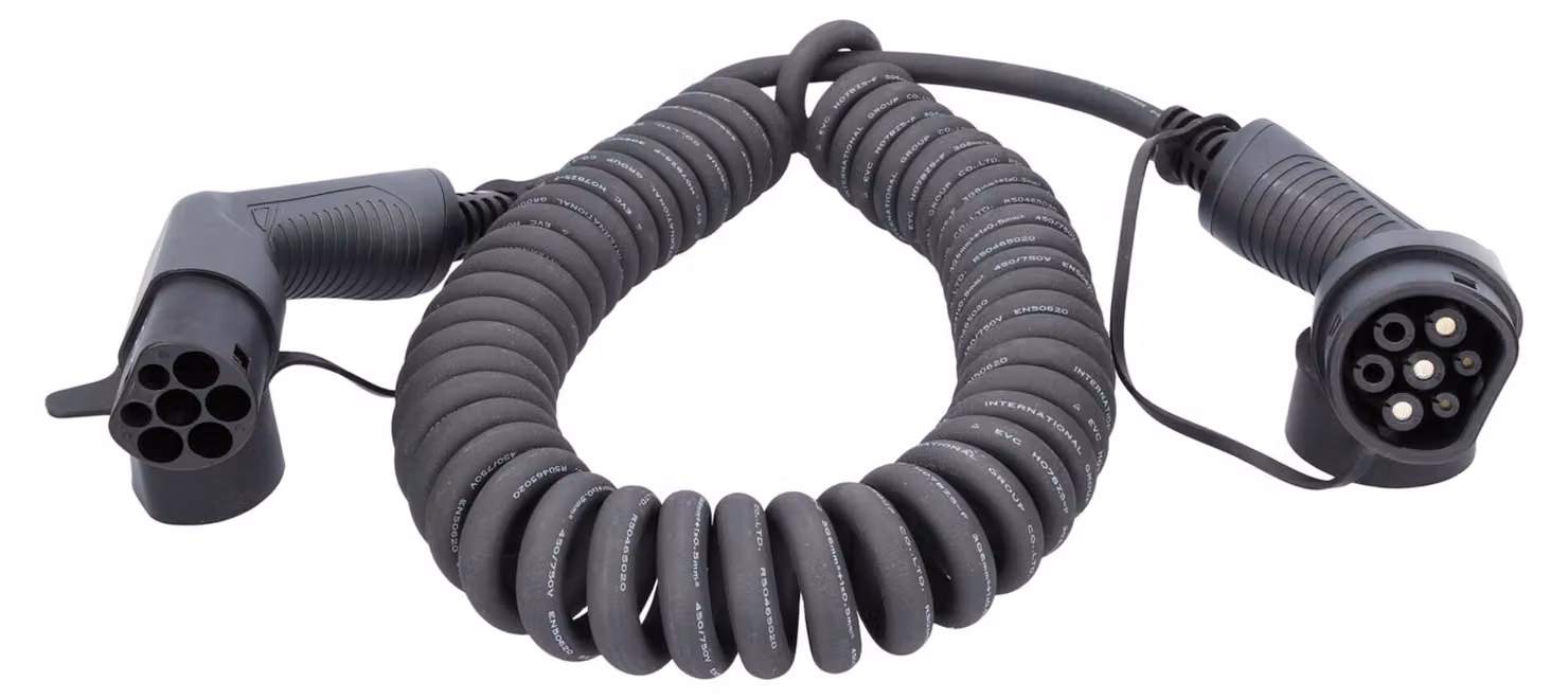 KS TOOLS efuturo cavo di ricarica a spirale da tipo 2 a tipo 2 a spina 1 fase fino a 7,4 kW 32 A 230 V modalità 3 5 metri - 117.7345