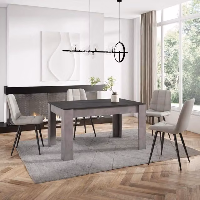Tavolo da pranzo moderno Skraut Home rettangolare per 6 persone, nero e grigio, L: 140 cm, P: 90 cm, H: 76 cm – 1