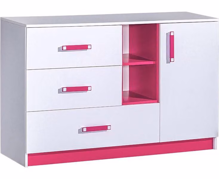 Cassettiera combinata SINCE – bianco / rosa