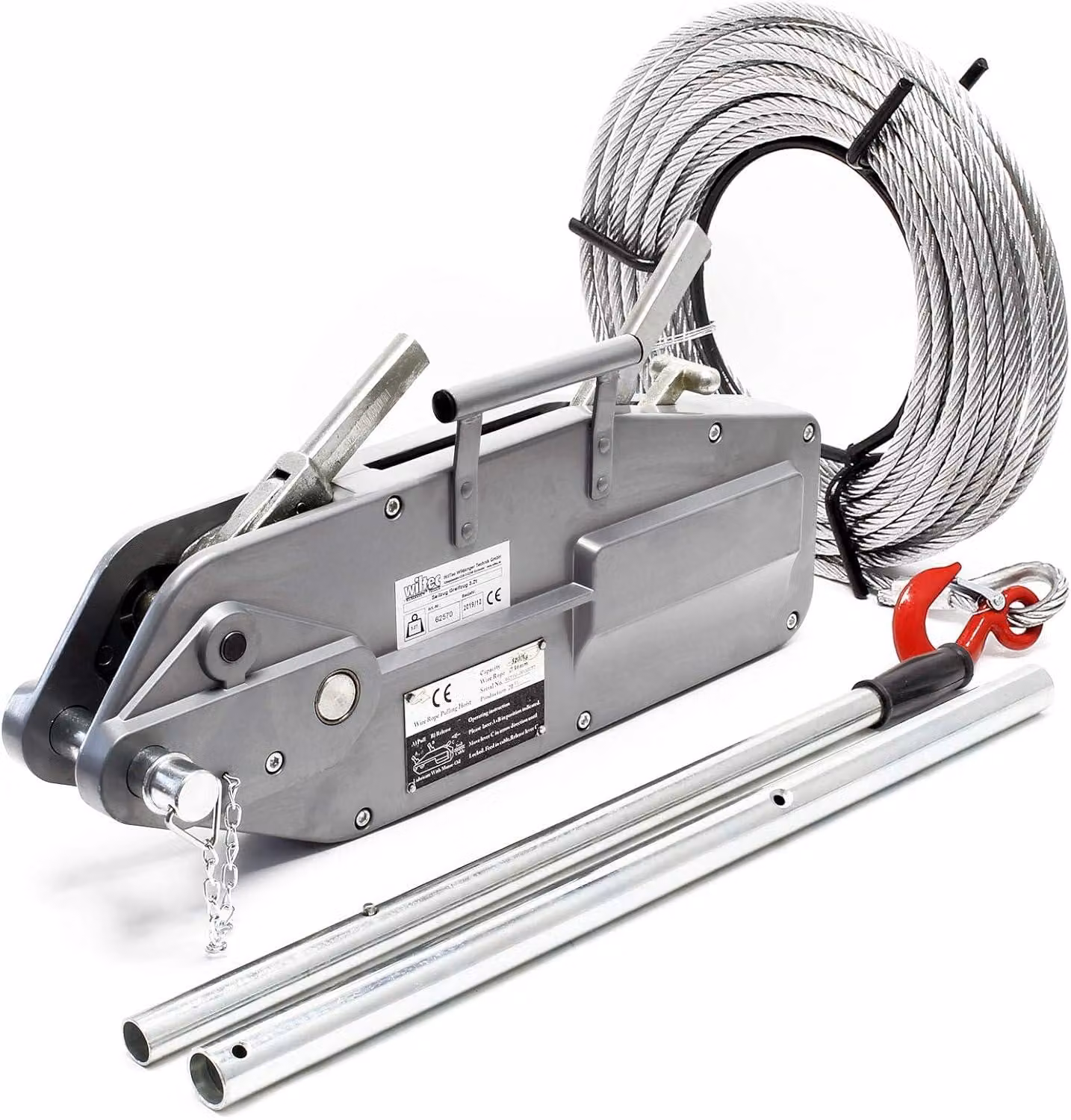 Cablaggi manuali - Carrelli di trazione - Sistemi di cablaggio manuale - Tiranti - Gru per cavi - Capacità: 3200 kg - Lunghezza cavo: 20 m - Diametro cavo: 16 mm
