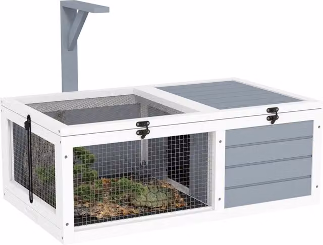 Recinto per tartarughe e piccoli animali XYLO con 2 spazi, grigio, L: 81 cm, P: 48 cm, H: 31,5 cm