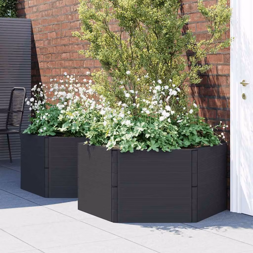 Set di 2 fioriere da giardino vidaXL in plastica color antracite
