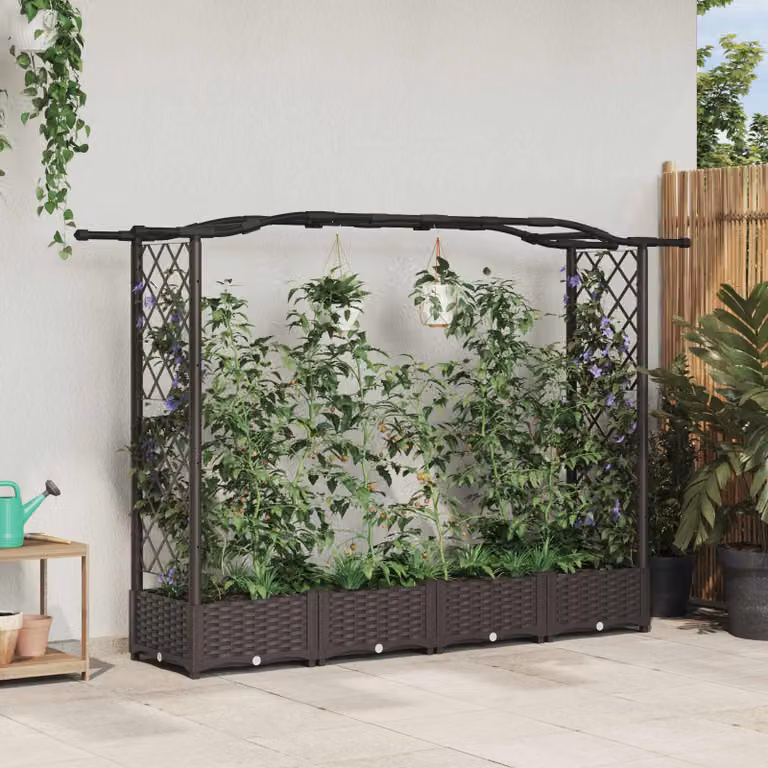 Letto rialzato con griglia e tetto vidaXL marrone L: 207 cm, P: 40 cm, H: 123 cm