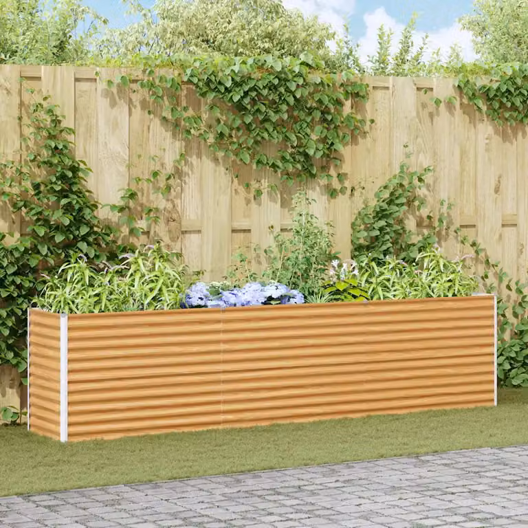 Letto rialzato da giardino vidaXL in acciaio galvanizzato Marrone, L: 290 cm, P: 50 cm, H: 68 cm