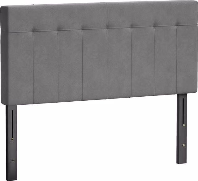 Testiera Regolabile su 3 Livelli HOMCOM in Velluto Grigio con Gambe in Metallo per Camera da Letto L: 140 cm, P: 10 cm, H: 106/116/126 cm – 1