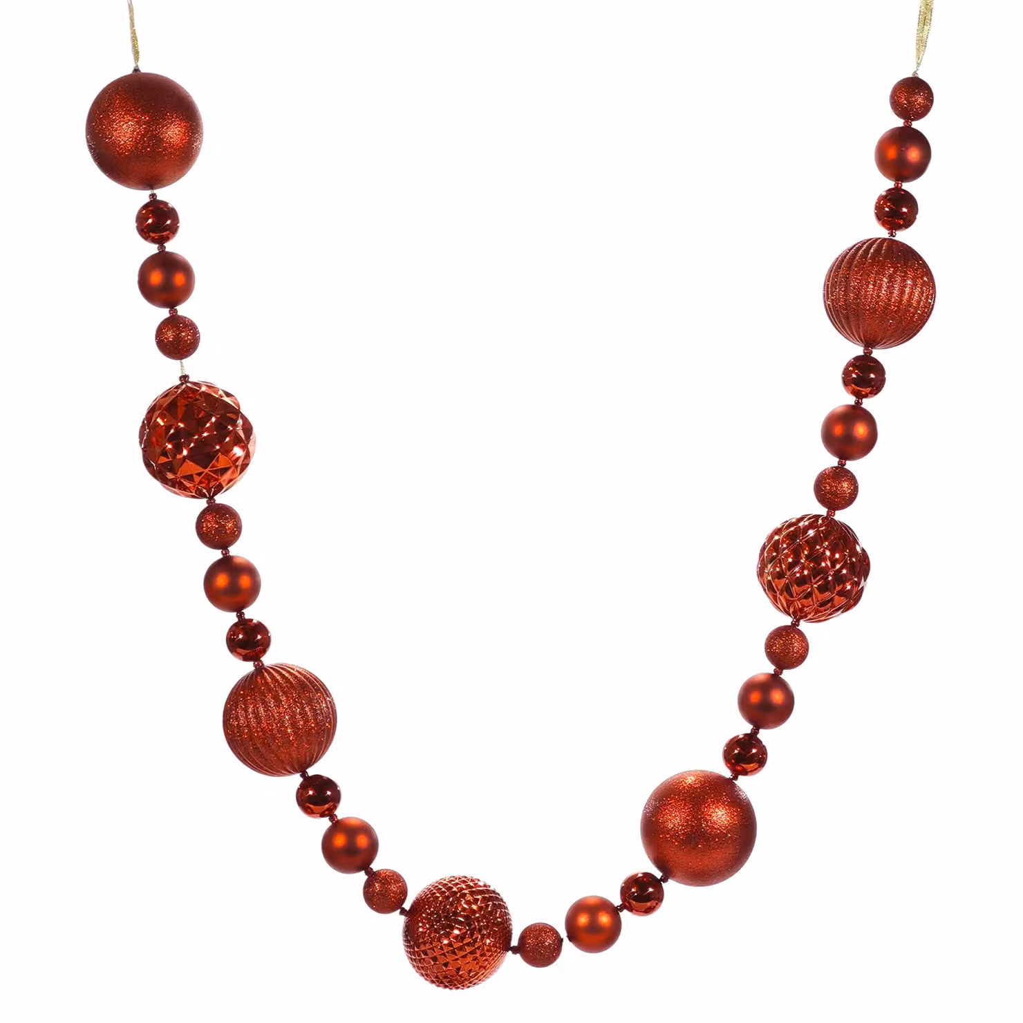 VESTIAMO CASA Ghirlanda Natalizia Rossa e Oro con Sfere Decorative, Lunghezza: 180 cm – 1