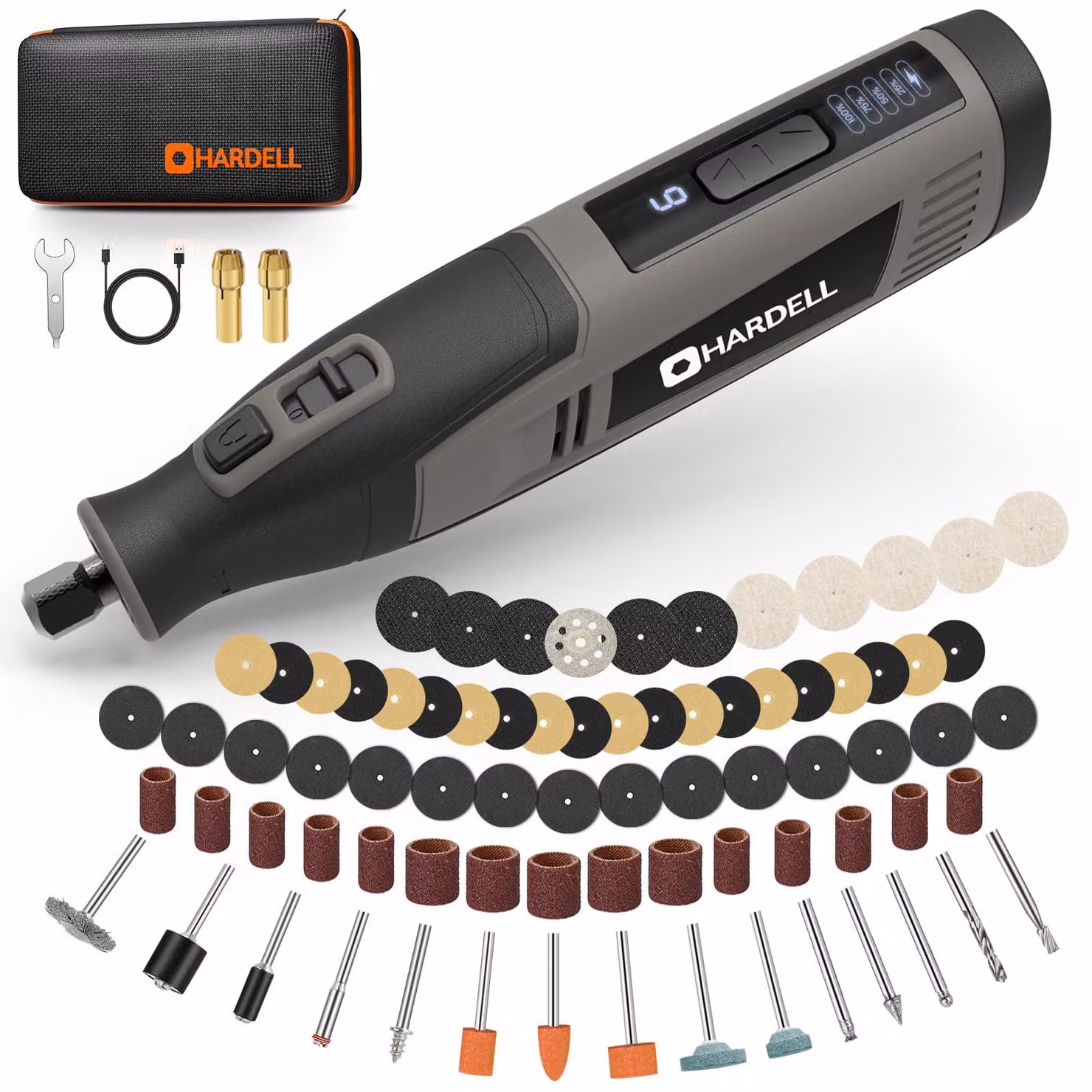 Multifunzione a batteria, 4 V, 5 velocità, 18000 giri/min, set da 61 pezzi