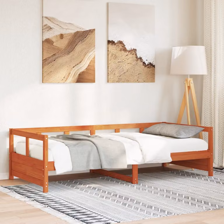 vidaXL Dormeuse in legno di pino color marrone cera con doghe fisse, L/P: 80 x 200 cm