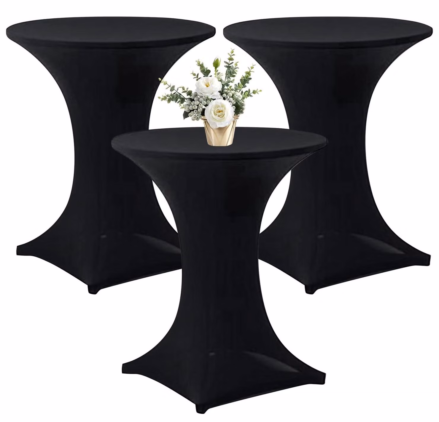 3 coperture elastiche per tavoli da bistrot, ideali per feste