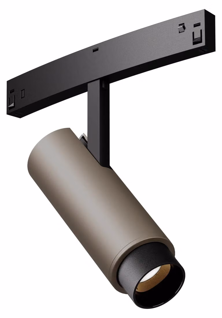 ARELUX XNET ADJ. MINI PROIETTORE per PROFILI CURVI, tecnologia DALI, 7W, 48V DC, indice di resa cromatica (CRI) 90, angolo di emissione 19-40°, UGR < 10 (a 19°), colore argento caffè, temperatura di colore 2700K