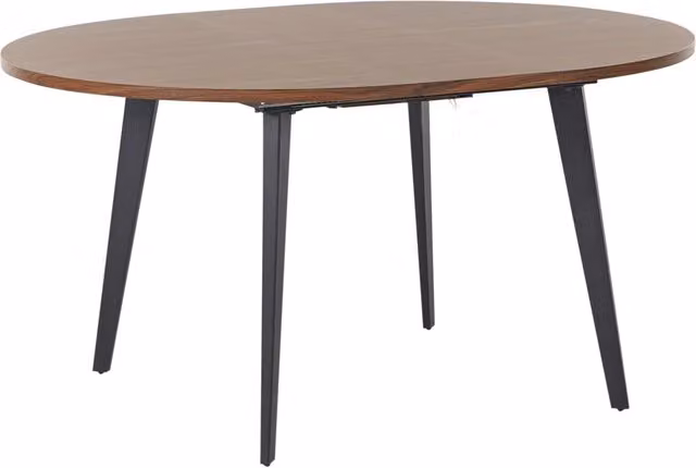 Tavolo da pranzo allungabile rotondo 120/150 x 120 cm Piano in MDF gambe in metallo nero legno scuro stile moderno