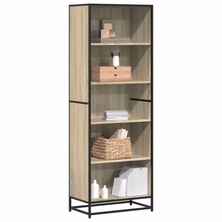 Libreria stile industrial vidaXL in legno e metallo, colore marrone e beige, L: 60 cm, P: 35 cm, H: 170,5 cm