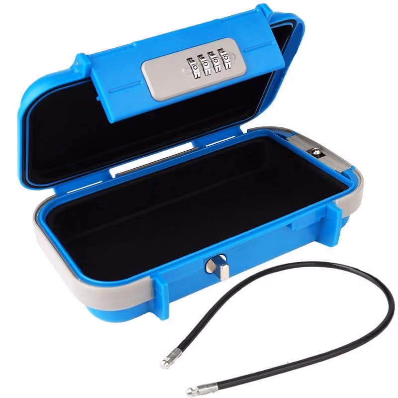 Cassaforte da viaggio con cavo – 23,5x14,1x6 cm – Cassaforte portatile con serratura a combinazione – Scatola impermeabile per oggetti di valore – ideale per la spiaggia, il campeggio, i viaggi e lo sport – Colore: blu