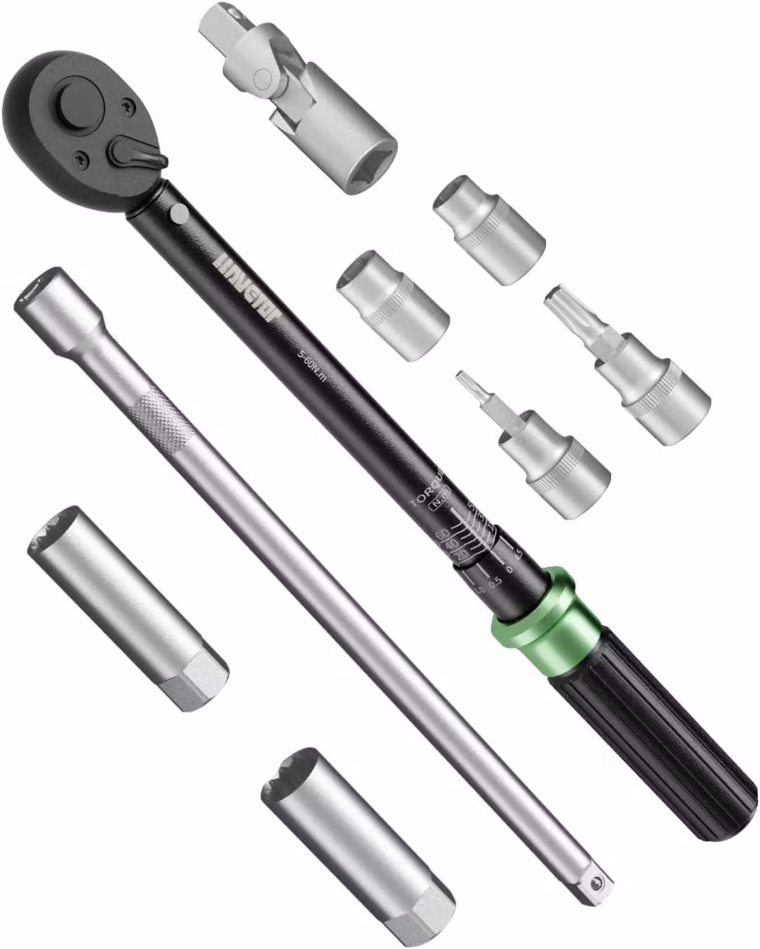 Set di chiavi dinamometriche da 60 Nm, 9 pezzi, 1/4 di pollice, in acciaio, per auto