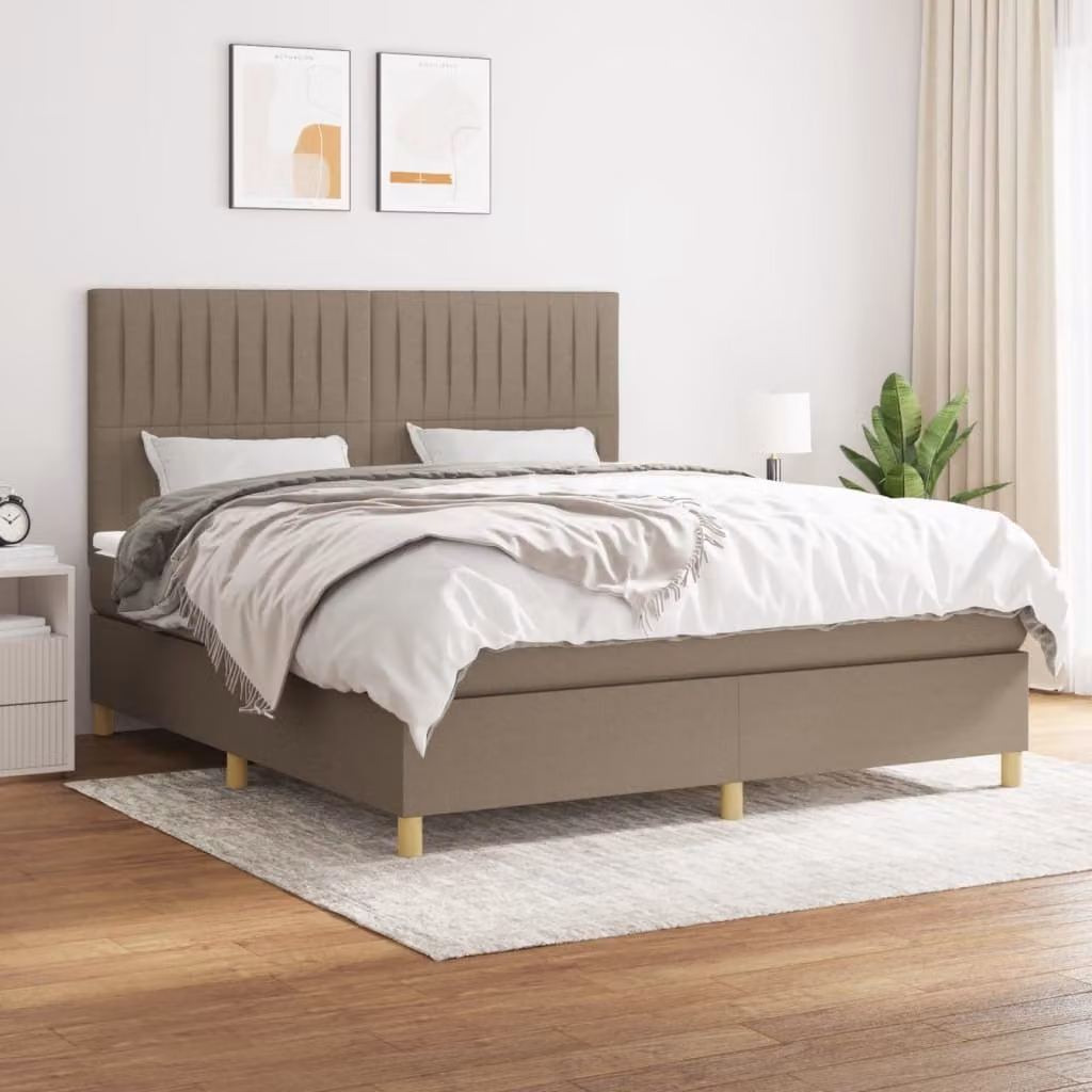 Maison Exclusive - Giroletto a Molle con Materasso Tortora 160x200 cm in Tessuto