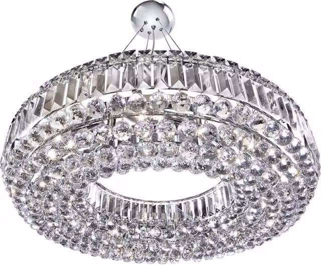 Lampada a sospensione moderna Vesuvio SEARCHLIGHT in acciaio cromato e cristallo trasparente con 1 luce E14