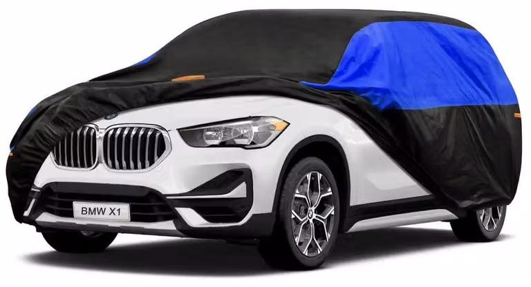 Copertura impermeabile e traspirante per auto, compatibile con BMW X1 (2009-2024), disponibile nei colori nero e blu
