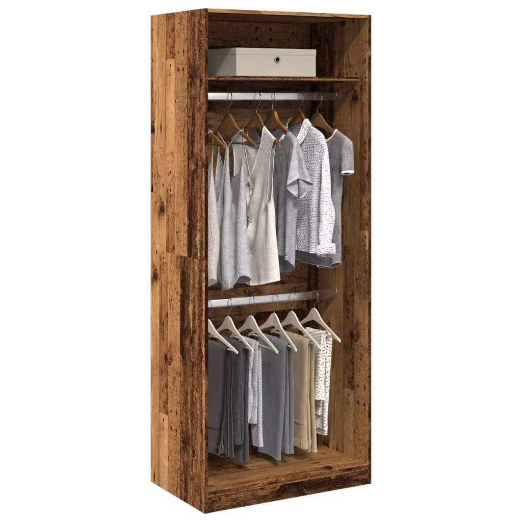 Armadio vidaXL in legno marrone con ante a battente e appendiabiti L: 80 cm, P: 50 cm, H: 200 cm – 1
