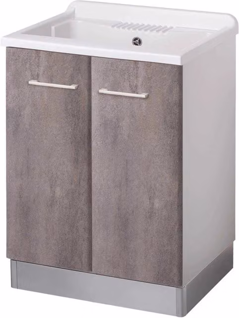 Mobile LAVATOIO in LEGNO a 2 ante - 60x50 (H.85) c/vasca in PP e asse LEGNO - CR - COL: CORTEN GRIGIO