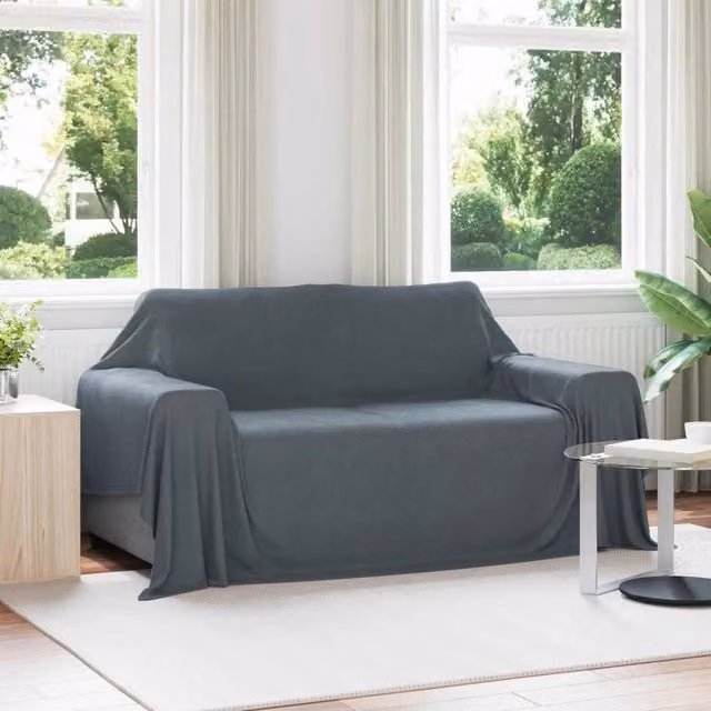 Set di 6 coperte in pile vidaXL grigio, morbide e facili da curare, L: 280 cm x P: 210 cm