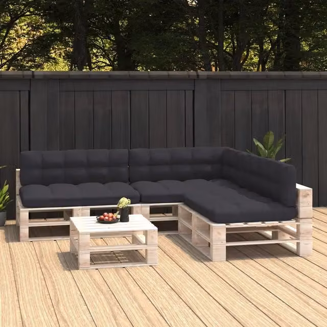 Set di 7 cuscini per divano su pallet vidaXL in poliestere, colore antracite, L/P/H: 120 x 80 x 10 cm – 1