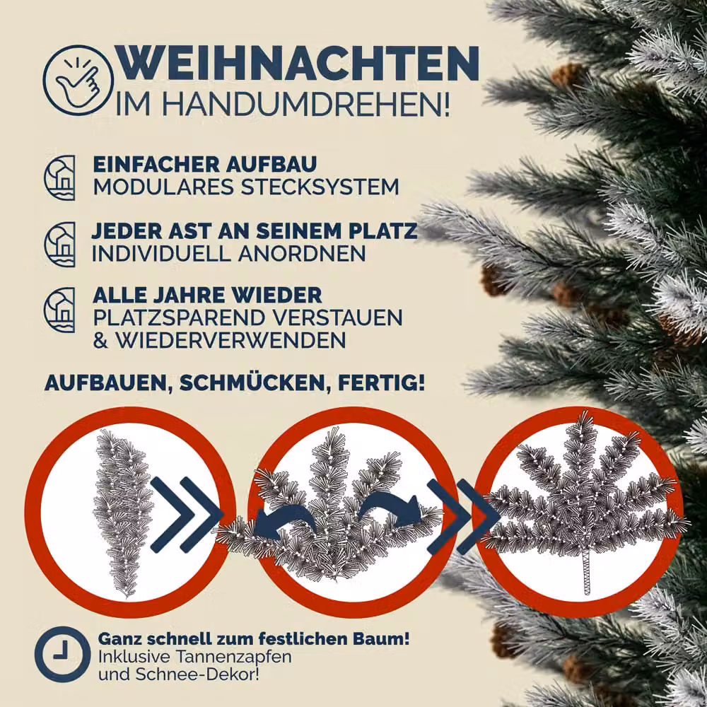 Albero di Natale innevato Casaria verde e bianco, Altezza: 180 cm – 3