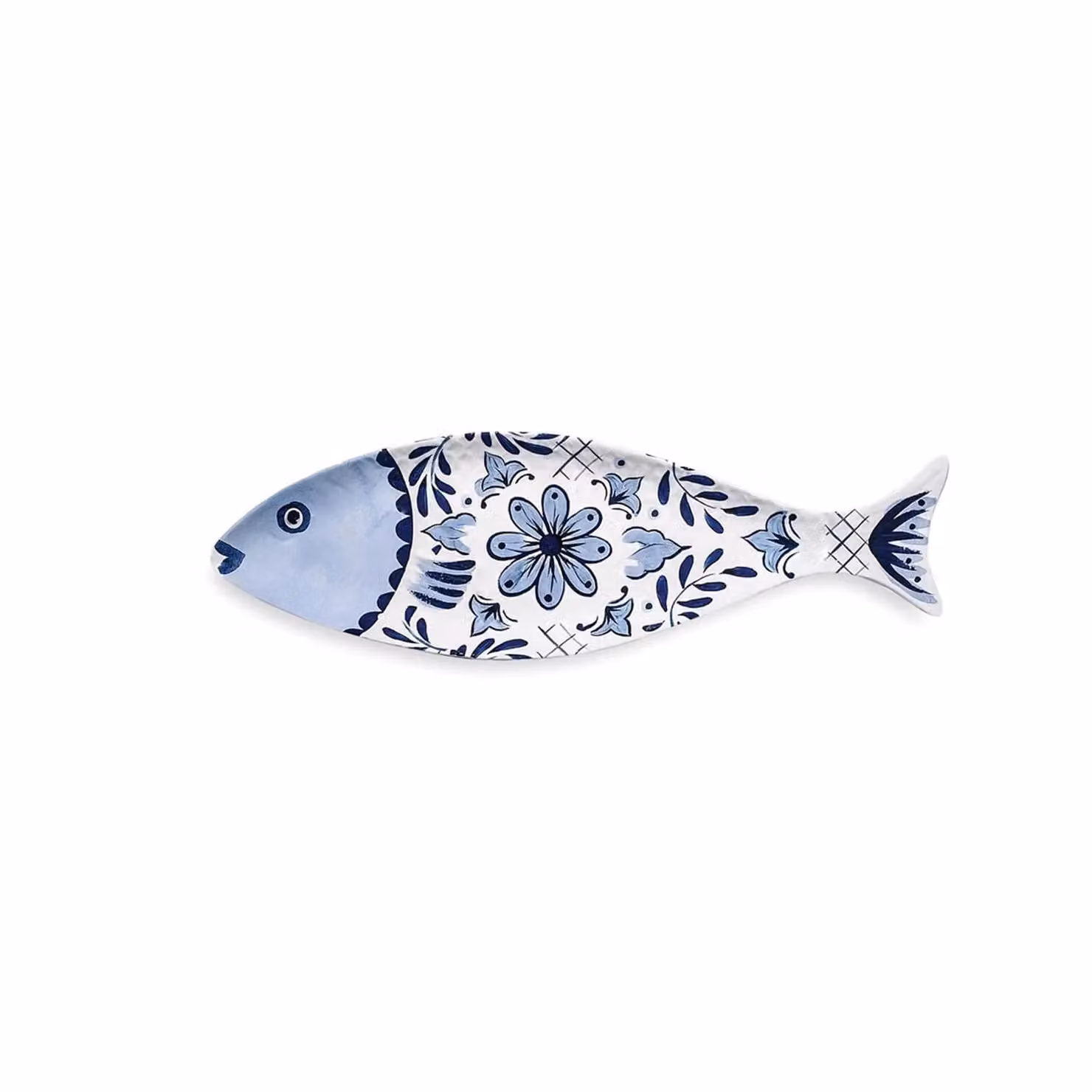 Vassoio pesce lungo in melamina, Linea Santorini, dim. 47x14cm