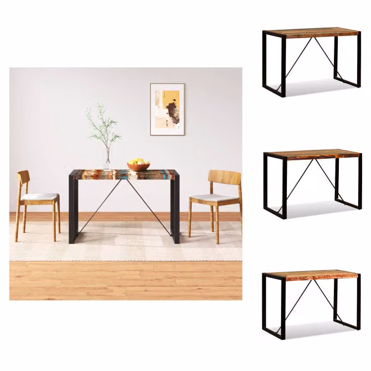 vidaXL Tavolo da pranzo in legno massiccio antico 120 cm - Tavoli da pranzo