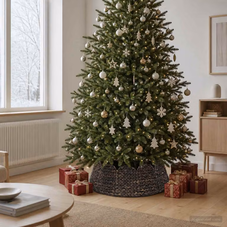vidaXL Collare per Albero di Natale Rotondo Nero Ø 105 x 28 cm
