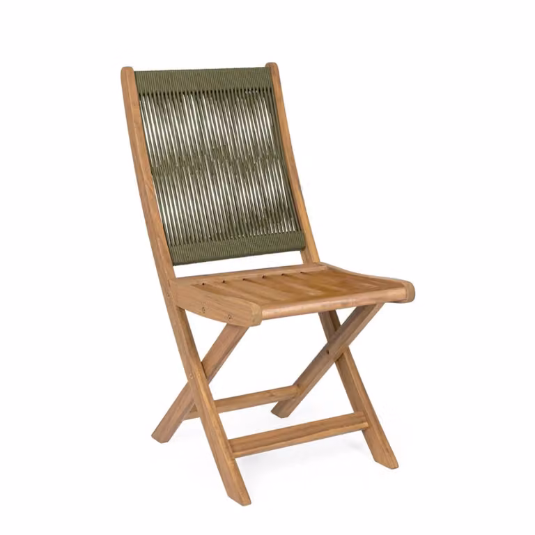 Set di sedie pieghevoli MONSARAZ in legno di acacia e corda verde oliva
