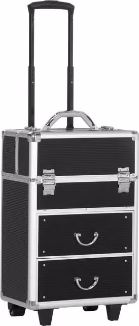 Trolley Valigetta Porta Trucchi Professionale HOMCOM con Ruote e 2 Chiavi, Nero, L/P/H: 36 x 23 x 52 cm – 1
