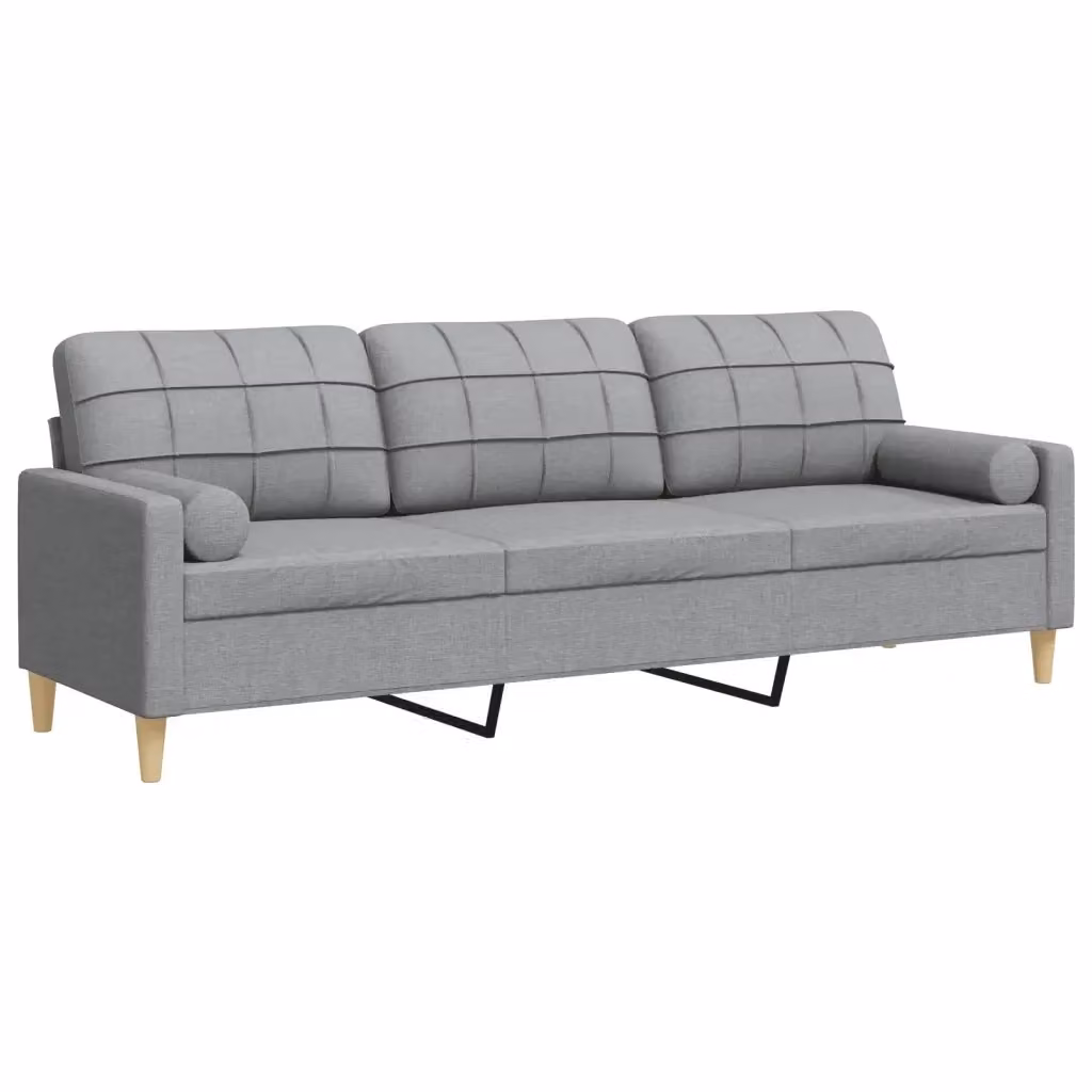 Divano moderno vidaXL in tessuto grigio con cuscini e coperture rimovibili L: 226 cm, P: 80 cm, H: 77 cm – 2