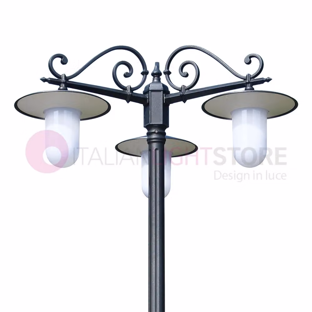 Lampione da esterno Iris Luce Linea Garden KAIROS colore antracite con 3 luci LED e piattini d.30, Altezza: 260 cm – 2