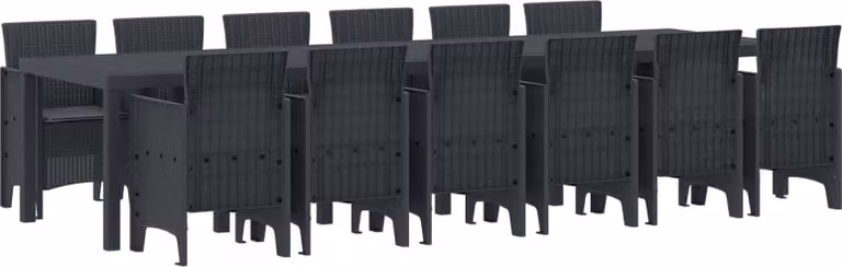 Set da Pranzo per Giardino 13 pcs Antracite Rattan Polt