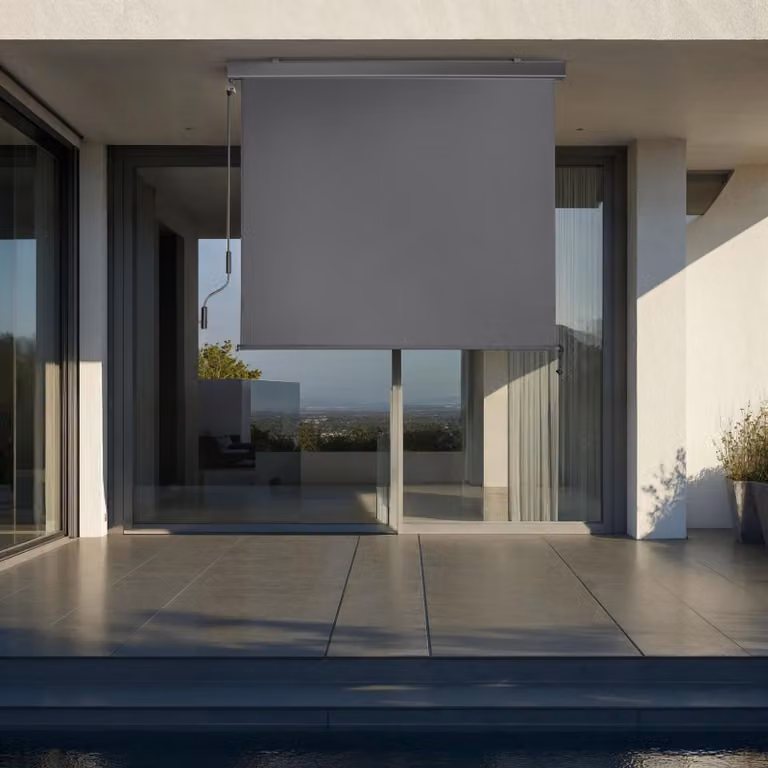 Tenda verticale tectake con manovella in poliestere e alluminio, grigio, L: 120 cm, H: 250 cm