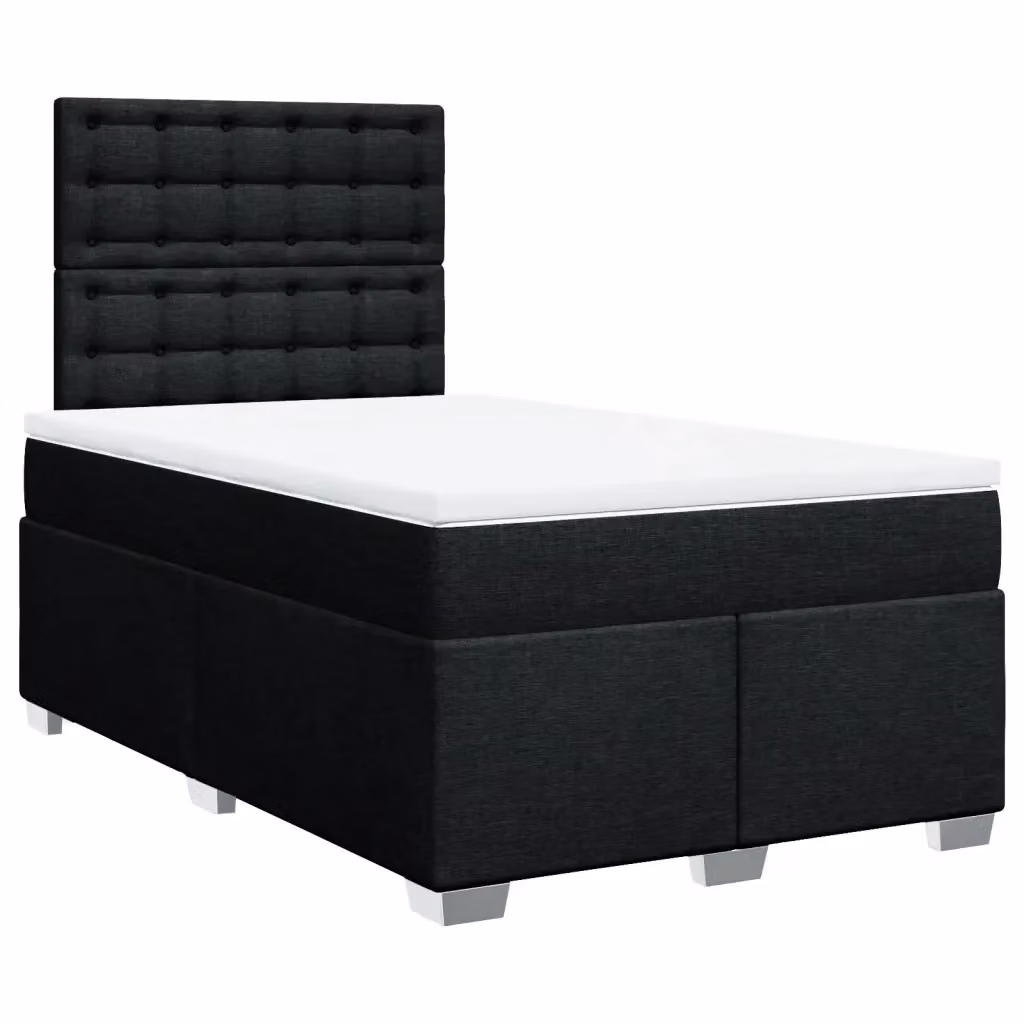 Letto Ibrido vidaXL con Giroletto a Molle e Materasso in Tessuto Nero e Bianco L/P/H: 200 x 120 x 150,5 cm – 2