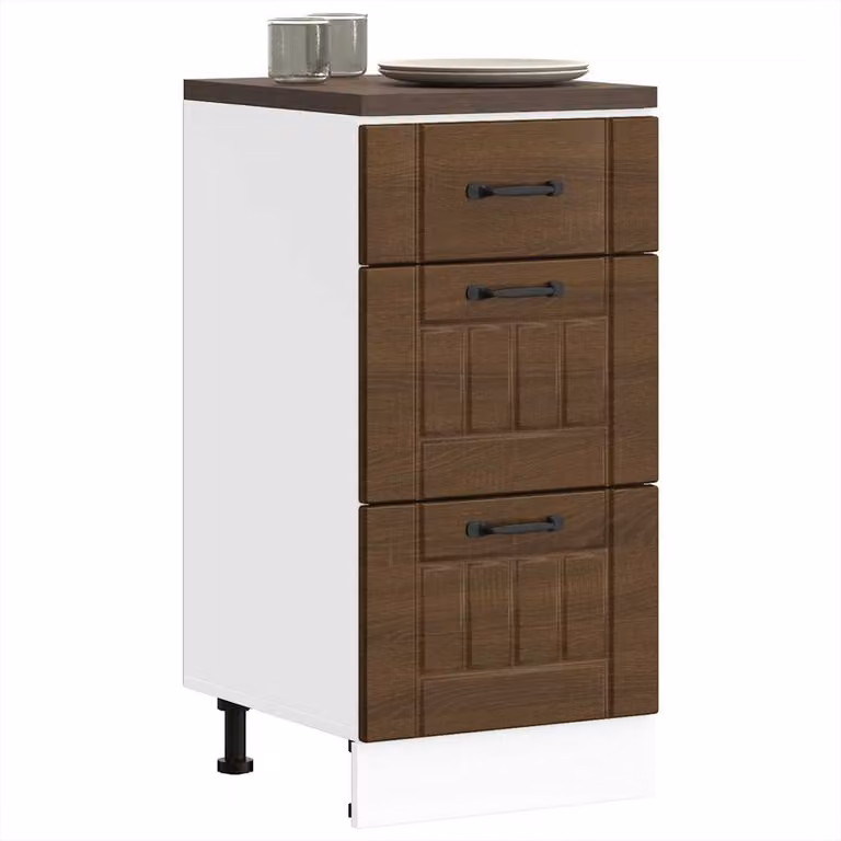 Base da cucina moderna vidaXL Lucca in legno Rovere Marrone con cassetti interni L: 81,5 cm, P: 46 cm, H: 40 cm