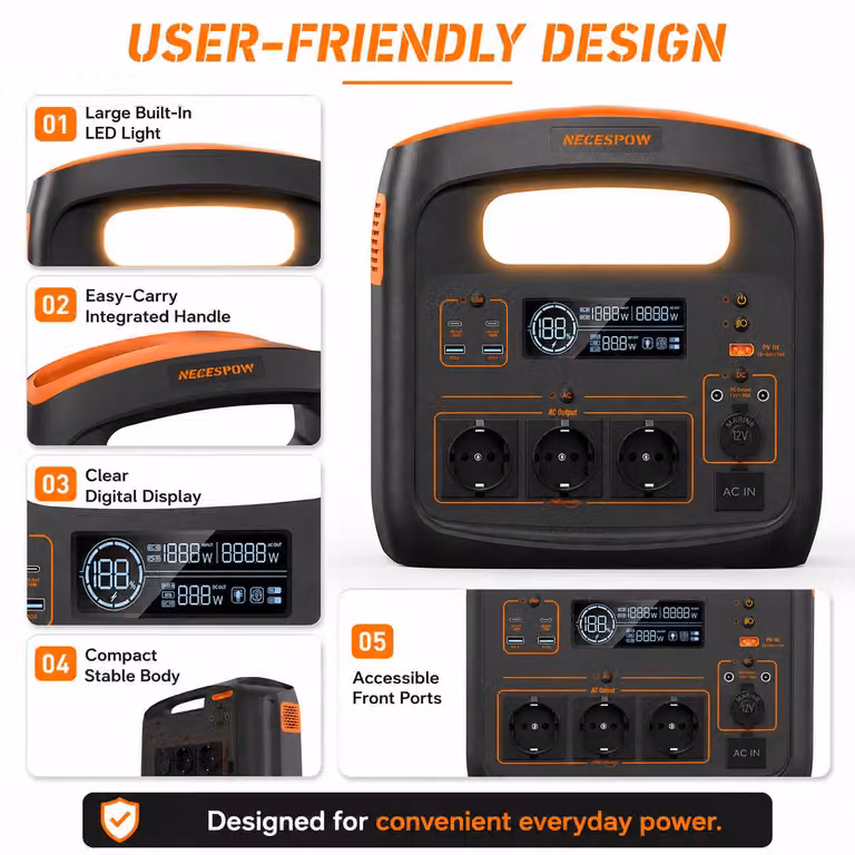 Centralina portatile – Potenza: 1800 W – Capacità: 1024 Wh – Batteria LiFePO4