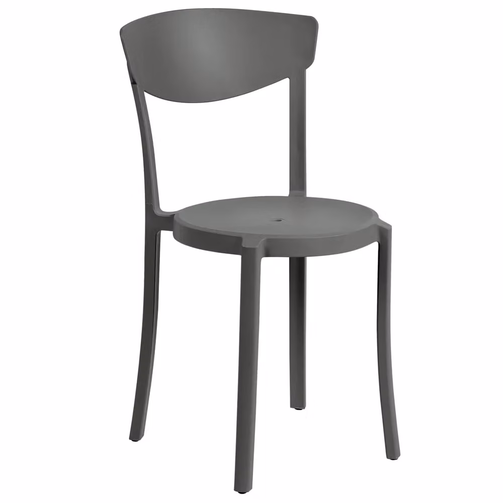 Set di 4 sedie Beliani in plastica grigio opaco per interno ed esterno in stile moderno e minimalista L: 42 cm, P: 38 cm, H: 80 cm – 2