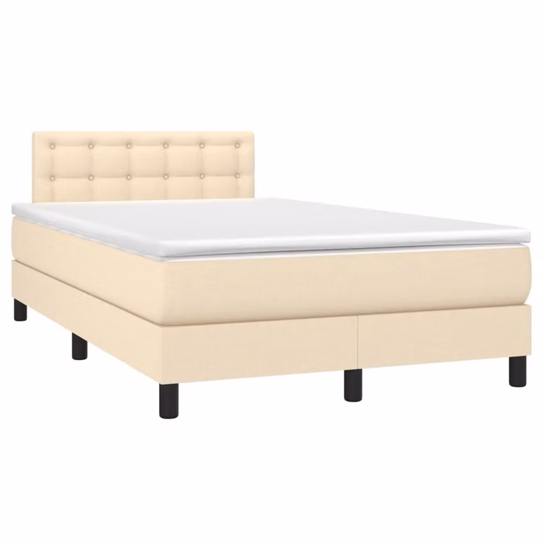 Maison Exclusive - Letto a Molle con Materasso e LED Crema 120x190 cm in Tessuto