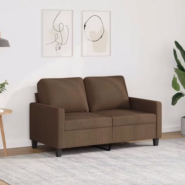 Divano moderno vidaXL in tessuto marrone con struttura in metallo per soggiorno L: 138 cm, P: 80 cm, H: 77 cm