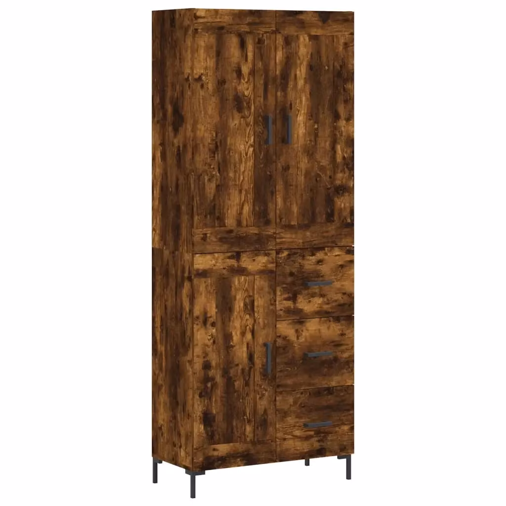 Credenza vidaXL in Rovere Fumo e Metallo, Colore Marrone, L: 69,5 cm, P: 34 cm, H: 180 cm – 2