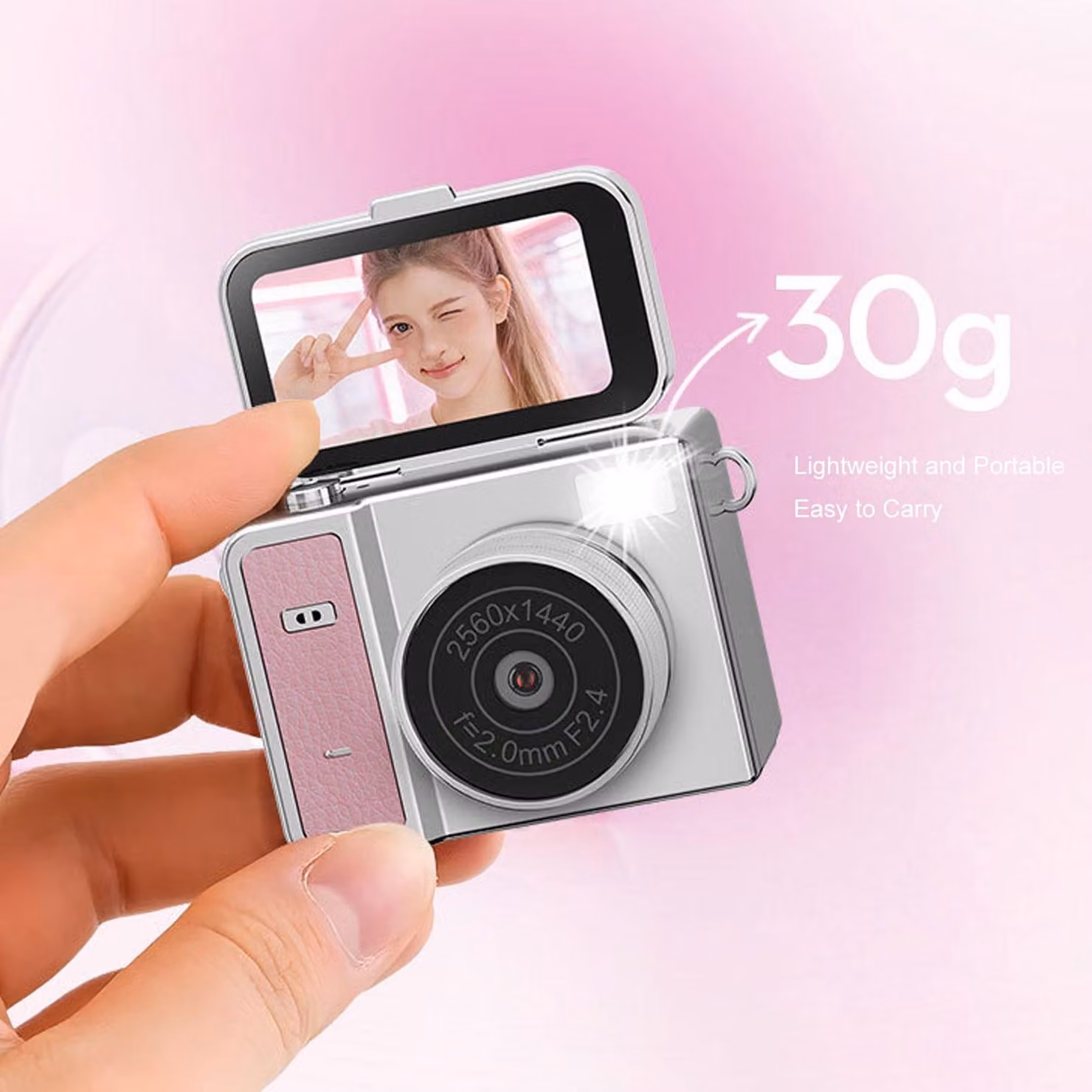 Fotocamera digitale con schermo LCD da 1,47 pollici, display ribaltabile 2K per i selfie, vlog di viaggio