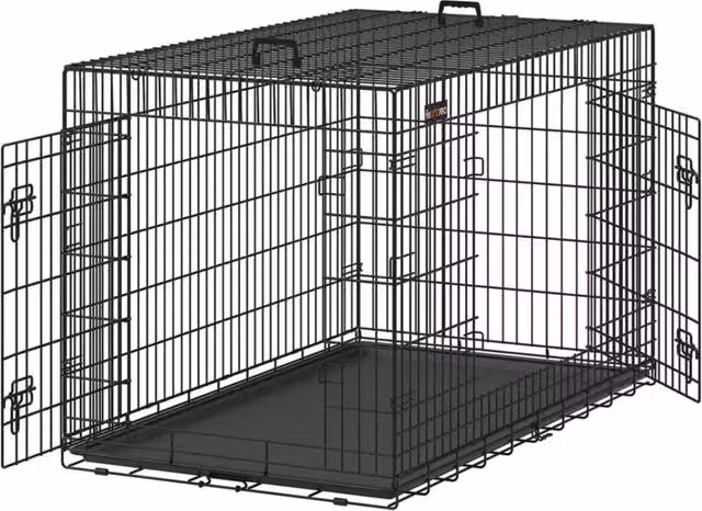 Trasportino per cani portatile e pieghevole con due porte maniglie e vassoio misura XL 91 x 56 x 64 cm nero 12_0004781