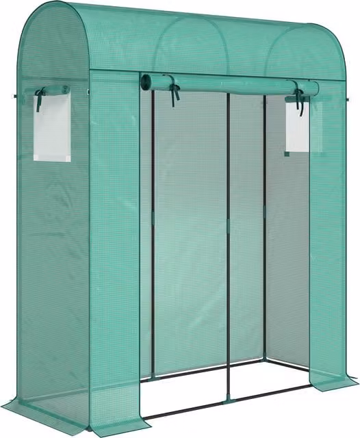 Outsunny Serra da Giardino con Rivestimento in PE, Porta Avvolgibile e Finestre a Rete, 170x68x200 cm, Verde   Aosom Italy