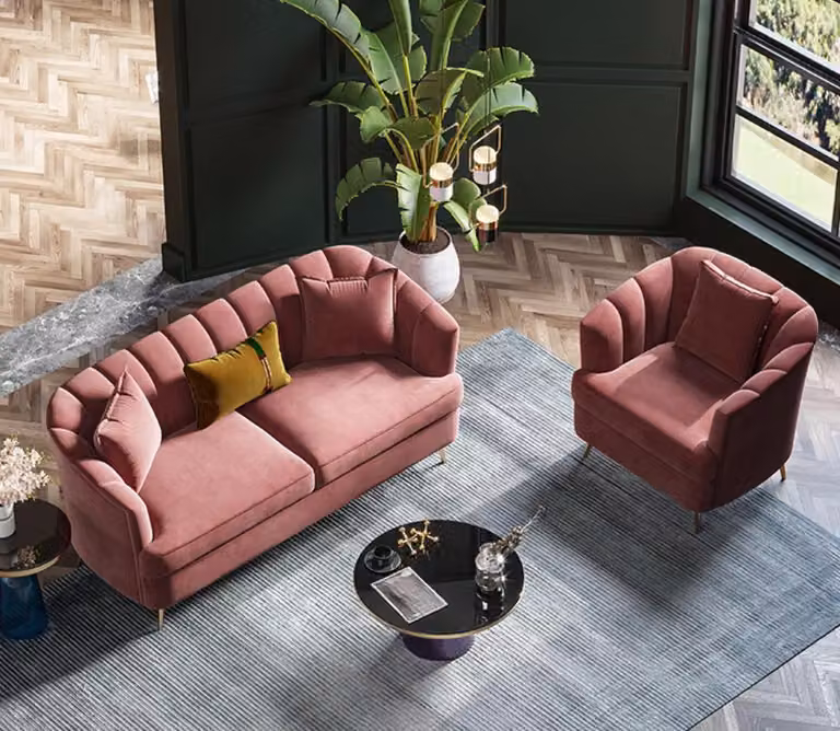 Sofagarnitur 3+1 Sitzer Sitz Design Couch Lounge Sofas Wohnlandschaft Samt Möbel