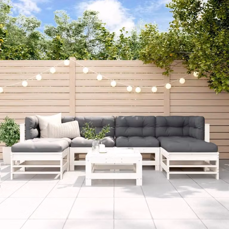 Maison Exclusive - Set Salotto da Giardino 7 pz Bianco in Legno Massello di Pino