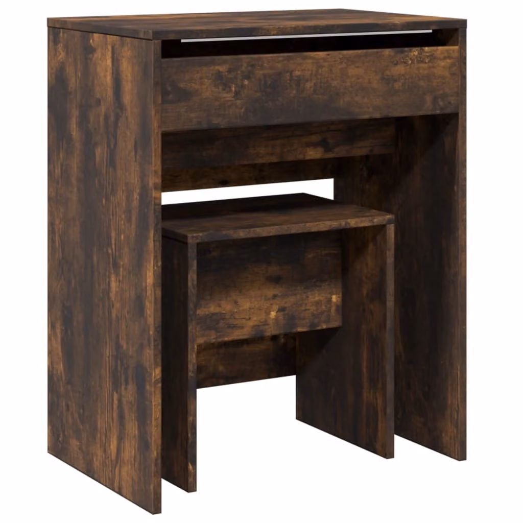 Toeletta e Sgabello Rovere Fumo 60x40x113,5 cm