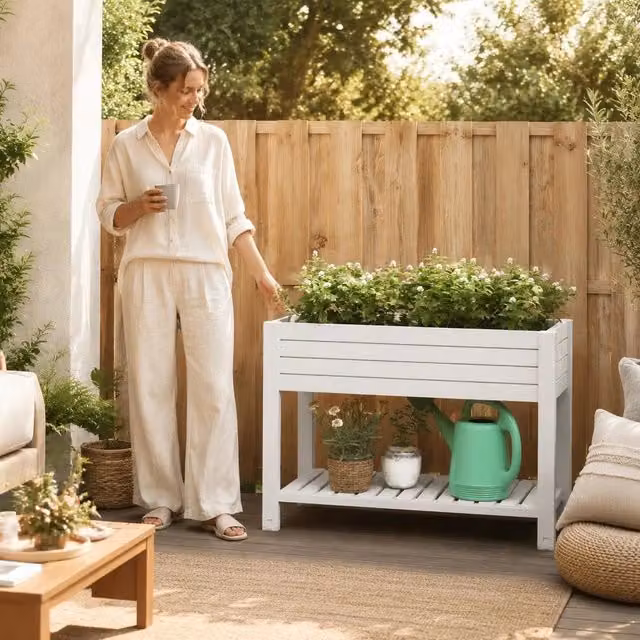 Raised Bed White 110x45x79 Cm Polypropylene