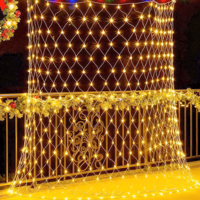 Catena luminosa LED per esterni, 3 x 2 metri, 208 LED, ideale per decorazioni natalizie, con timer integrato